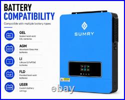 SUMRY 3.6KW Hybrid Solar Inverter 24V 120V Pure Sine Wave MPPT 120A Dual Output