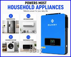 SUMRY 3.6KW Hybrid Solar Inverter 24V 120V Pure Sine Wave MPPT 120A Dual Output