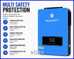 SUMRY 3.6KW Hybrid Solar Inverter 24V 120V Pure Sine Wave MPPT 120A Dual Output