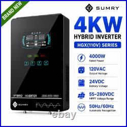 SUMRY 4000W 24V Hybrid Solar Inverter 140A MPPT Pure Sine Wave 120V AC