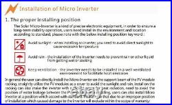 Smart Solar Panel Inverter Micro Pure Sine Wave 36 V Grid Tie 110V 220V Panel