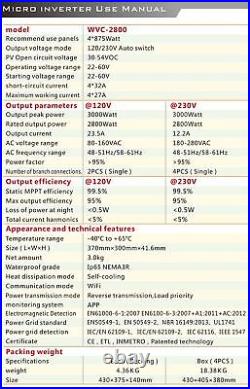 Solar Grid Tie Inverter MPPT 1200W 1400W 2000W 2400W 2800W 4 Circuits PV Panels