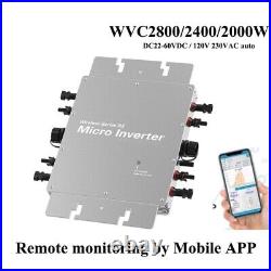 Solar Grid Tie Inverter Waterproof WiFi DC AC Power 50Hz 60Hz 1200-2800W 22V-50V