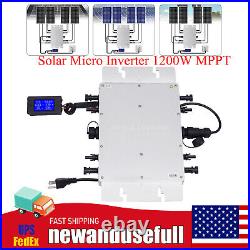 Solar Micro Inverter 1200W MPPT Grid Tie Pure Sine Wave DC to AC LCD Waterproof