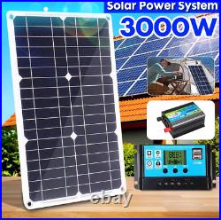 Solar Panel Kit 3000W Solar Power Generator Inverter Grid System Home 220V/110V