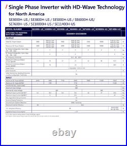 SolarEdge 11.4 kW SE11400H-US000BEU5 HD Wave Solar Inverter