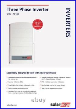 SolarEdge SE10K-RW0TEBNN4 3PH Inverter 10kW SetApp Config, Grid-Tie, New