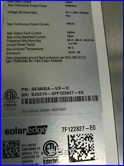 SolarEdge SE3800A-US 3800W Single Phase Inverter 208/240V (Sell as it)
