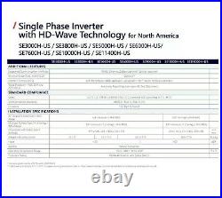 SolarEdge SE3800H-US000NNC2, 3800w gridtie inverter, 240v withRGM