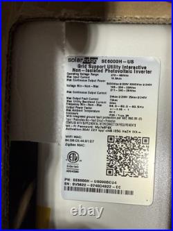 SolarEdge SE6000H-US Grid-Tie Inverter 6000W Single Phase HD-Wave Technology