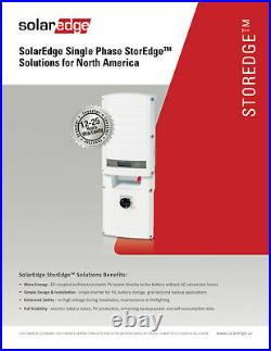 SolarEdge SE7600A-US S20NHY2 StorEdge 7.6kW 240 Volt AC Single Phase Inverter