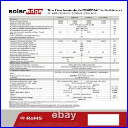 SolarEdge Three Phase inverter SE-20K-USR48NNU4, 20kw Gridtie Inverter 277v/480v