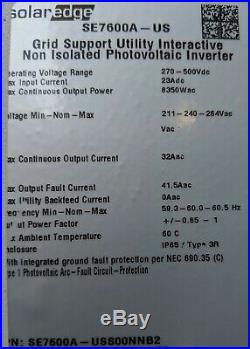 Solaredge Storedge Inverter 7.6kW + Autotransformer, Electricity Meter, CTs