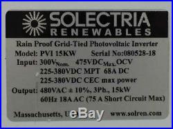 Solectria PVI15KW 15 kW Three-Phase Grid-Tied PV Inverter with AC/DC Cutoffs