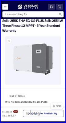Solis 255kVA 1500V Grid-Tie String Inverter MPPT Solis-255K-EHV-5G-US