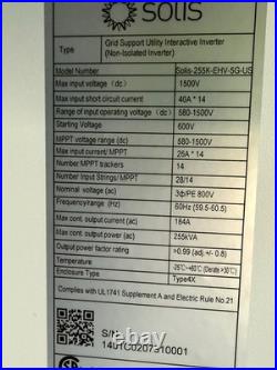 Solis 255kVA 1500V Grid-Tie String Inverter MPPT Solis-255K-EHV-5G-US