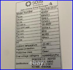Solis / Ginlong 3.6-2G-ST 4.2KW Solar PV Inverter 4200 Watt Max Grid Tied