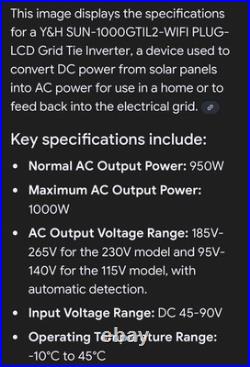 Sun Series Grid Tie Power Inverter 1000W