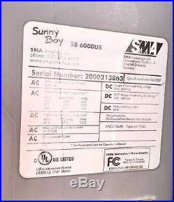 Sunny Boy SB6000US 6000W Grid tied Solar inverter + DC disconnect