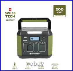 Swiss Tech 200W Portable Power Station, 193Wh, Solar Generator for Camping and T