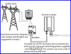 TINGEN 1000W Grid Tie Inverter with LCD Display Solar Panel DC Input 26V-45V Bat
