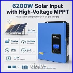US 4200W 24V Solar Hybrid Inverter 110V 120V Pure Sine Wave 120A MPPT Controller