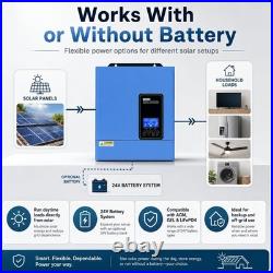 US 4200W 24V Solar Hybrid Inverter 110V 120V Pure Sine Wave 120A MPPT Controller