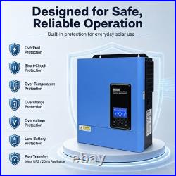 US 4200W 24V Solar Hybrid Inverter 110V 120V Pure Sine Wave 120A MPPT Controller