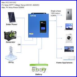 US 4200W 24V Solar Hybrid Inverter 110V 120V Pure Sine Wave 120A MPPT Controller