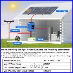 US 4200W 24V Solar Hybrid Inverter 110V 120V Pure Sine Wave 120A MPPT Controller