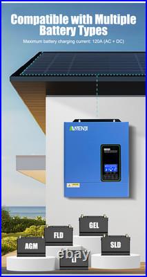 US 4200W 24V Solar Hybrid Inverter 110V 120V Pure Sine Wave 120A MPPT Controller