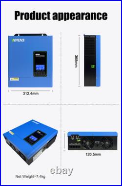US 4200W 24V Solar Hybrid Inverter 110V 120V Pure Sine Wave 120A MPPT Controller