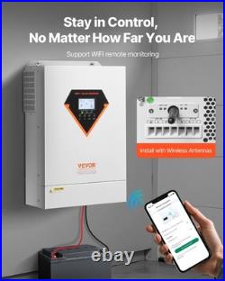 VEVOR 6000W Hybrid Solar Inverter 48V DC Pure Sine Wave 220V MPPT Off Grid New