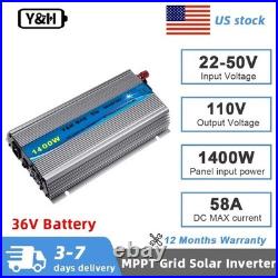Y&H 1400W MPPT Grid Tie Solar Inverter 24V/36V Battery Discharge Mode AC110V Out