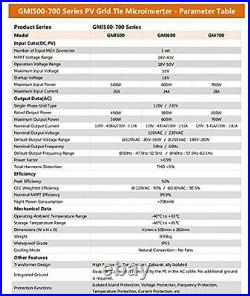 Y&H 700W Grid Tie Inverter MPPT Solar Input Voc34-46V AC90-140V Output for 24