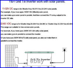 Y&H Grid Tie Inverter 600W Stackable DC30-55V PV Input AC110V MPPT Pure Sine