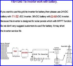 Y&H Grid Tie Inverter 600W Stackable DC30-55V PV Input AC110V MPPT Pure Sine